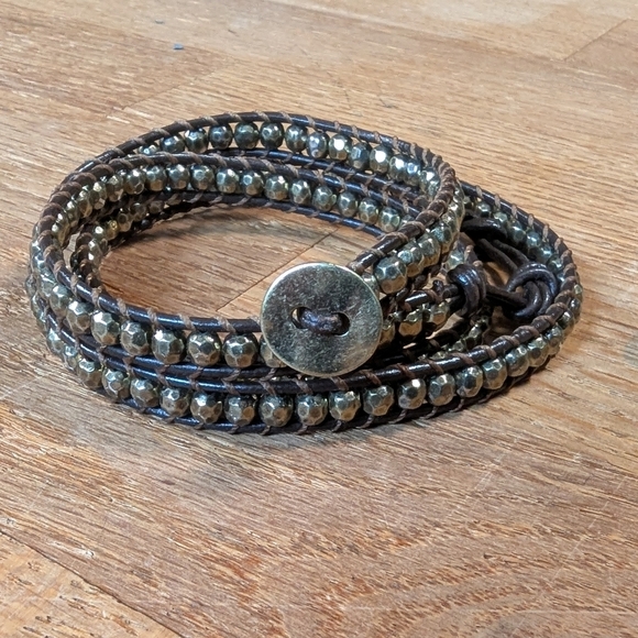 β¨ Dazzling Double Wrap Beaded Leather Bracelet β Effortlessly Chic & Boho Glam! - Picture 1 of 7